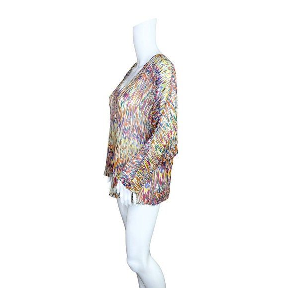 Rory Beca Silk Semi Sheer MultiColor Dolman Sleeve Tunic Top size Medium - Picture 4 of 9